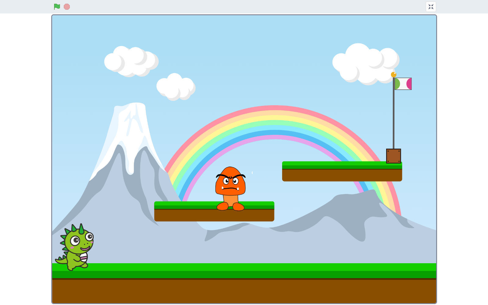 アルくんの冒険3のゲーム画面。オレンジ色に色を変えた敵キャラクター
